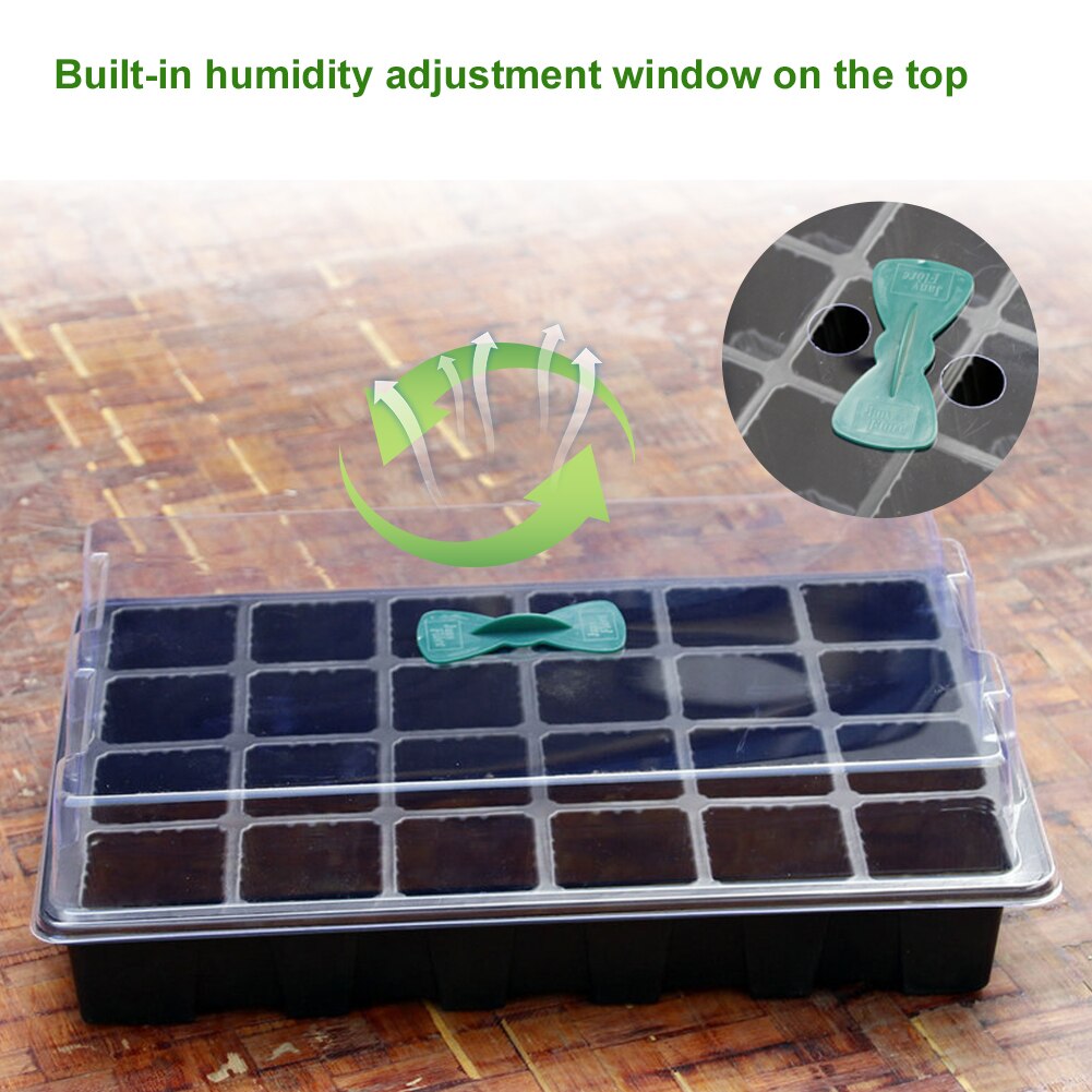24 Holes Nursery Pots Starter Kit Plant Seeds Grow Box Seedling Trays Germination Box Garden Growing With Dome And Base