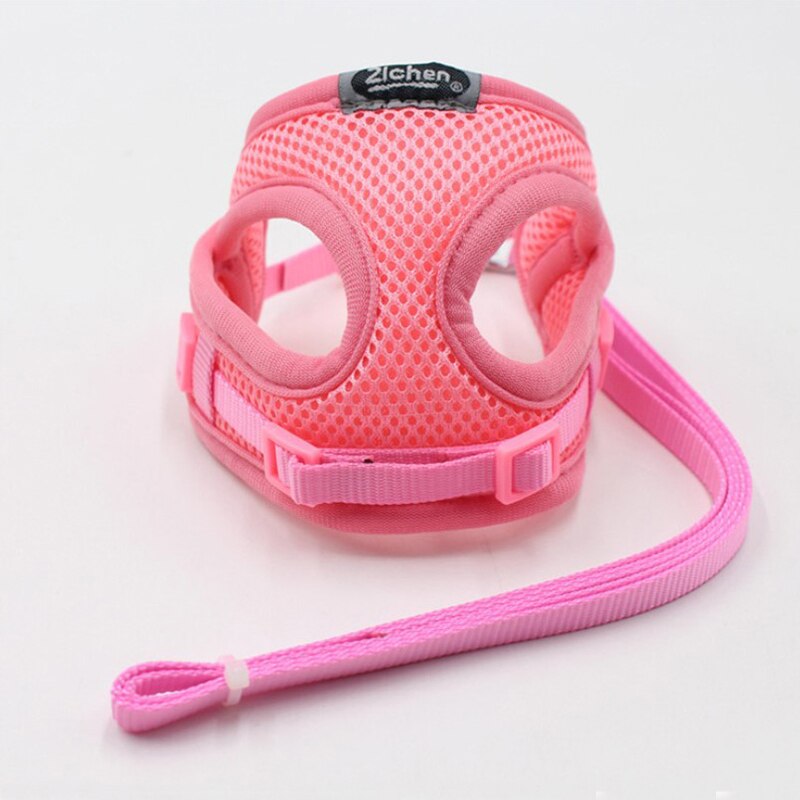 Breathable Mesh Small Dog Pet Harness and Leash Set Puppy Cat Vest Harness Collar For Chihuahua Pug Bulldog Cat arnes perro 10E: Roze / S