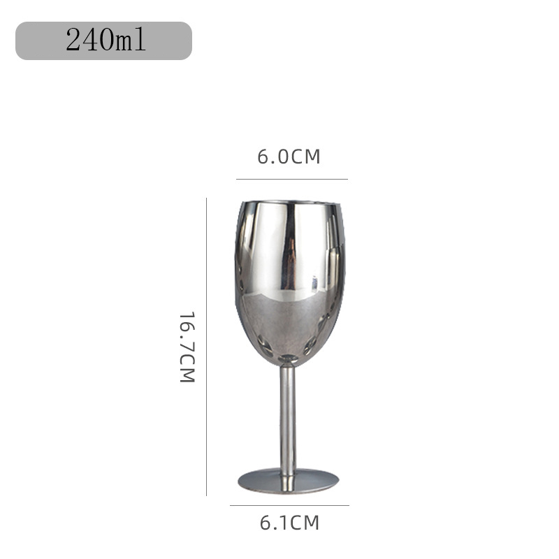 2 stk/sett vinglass rustfritt stål 18/8 metall vinglass bar vinglass champagne cocktail drikkekopp sjarm festutstyr: 240ml x 2 stk