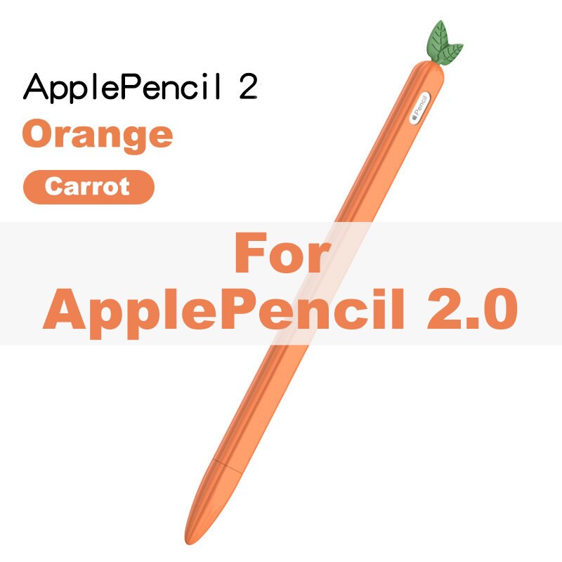 Anti-Scratch Case for Apple Pencil 1/2 Cartoon Fruit Silicone Protective Cover Pouch Cap Holder Stylus for iPad Pen Pencil: Orange Pencil 2