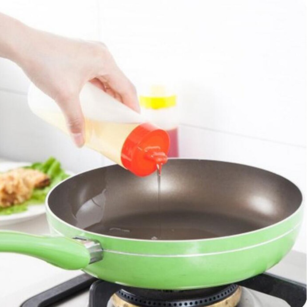 300ml Salat Flasche Kunststoff Squeeze Flaschen für Küche Öl Können Kunststoff Flaschen Für Saucen Küche Zubehör Ketchup