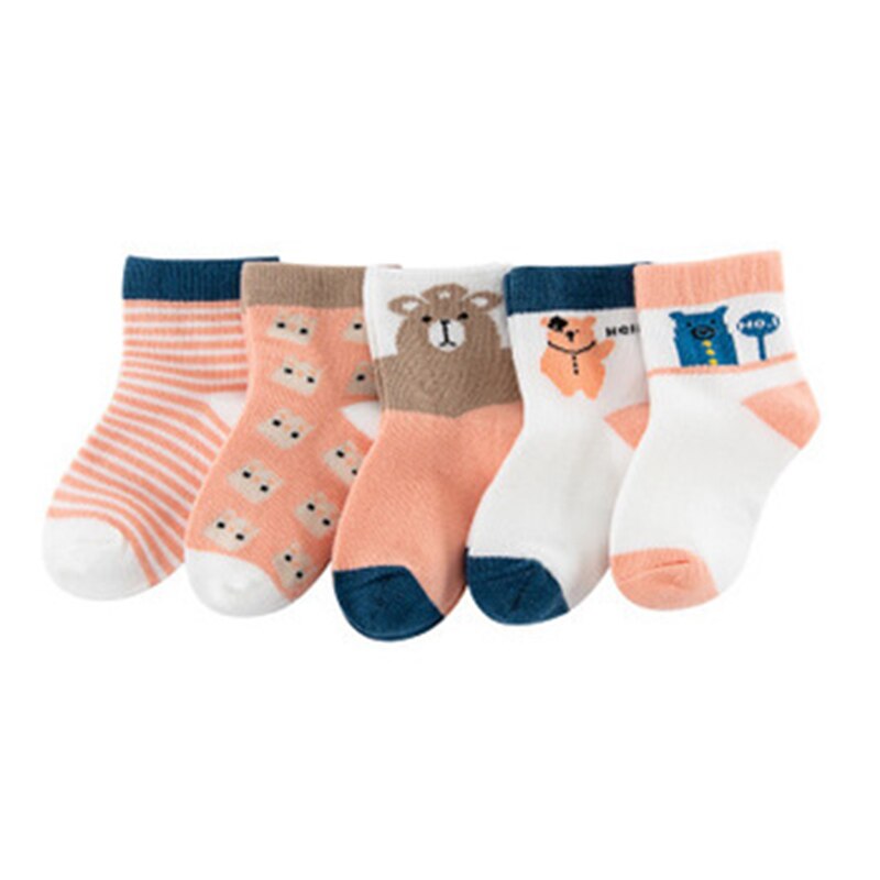 5 paires/lot chaussettes bébé automne hiver chaussettes en coton pour filles garçons dessin animé animaux chaussettes de sol: Style 3