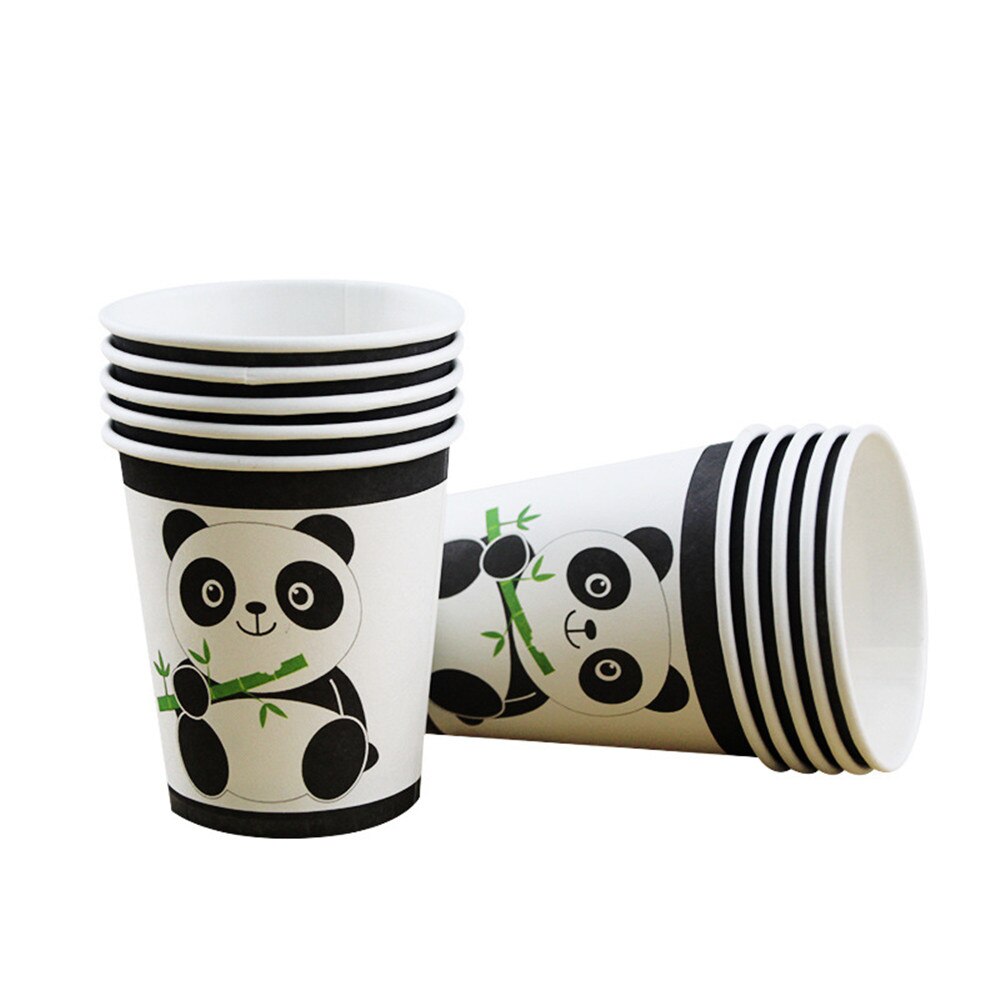 Cute Cartoon Panda Theme Tableware Birthday Party Disposable Plate Napkin Flags Cartoon Kids Favors Baby Shower Party Supplies