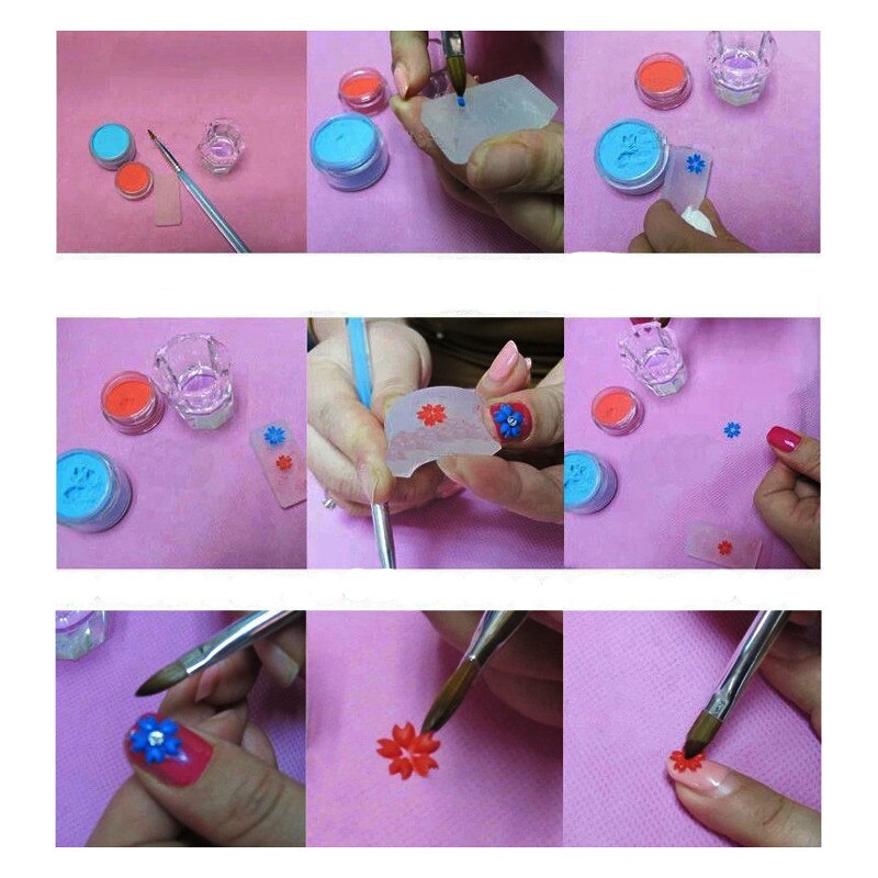 Manikyr gravyr mall silikon manikyr mall kit tjock 3d polering nail art diy dekorationsverktyg form set