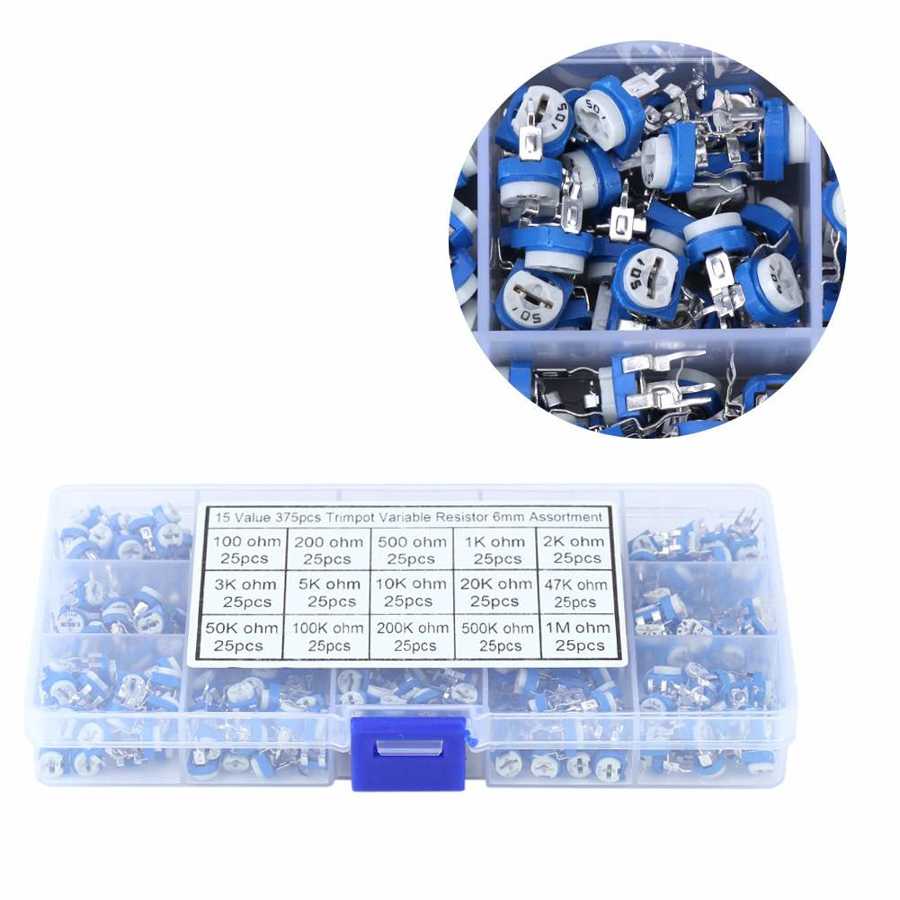 375Pcs 15 Waarden Potentiometer Variabele Weerstand Assortiment Set Met Doos