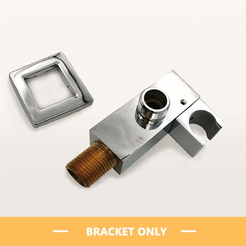 Square Solid Brass Hand Held Shower Head With Wall Connector and Hose Set Bathroom Concealed Chrome Polished Shower Faucet: Bracket only