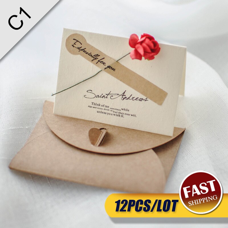 12pcs pocket bruiloft bloem uitnodigingskaarten bruiloft verjaardag bridal en baby douche goedkope uitnodigingen met envelop + blanco kaarten: C1-Redrose-12pcs