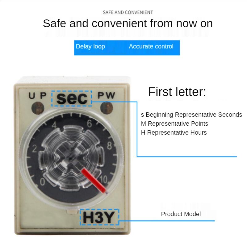 12VAC/VDC Time relay Delay range 0s-60m knob time control switch delay relay ,No base,Power on delay H3Y-2
