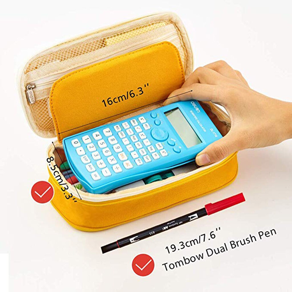 Women Girls Pencil Case Canvas Makeup Storage Bag Large Capacity Pencil Case Multifunctional Zipper School Portable Travel Bag