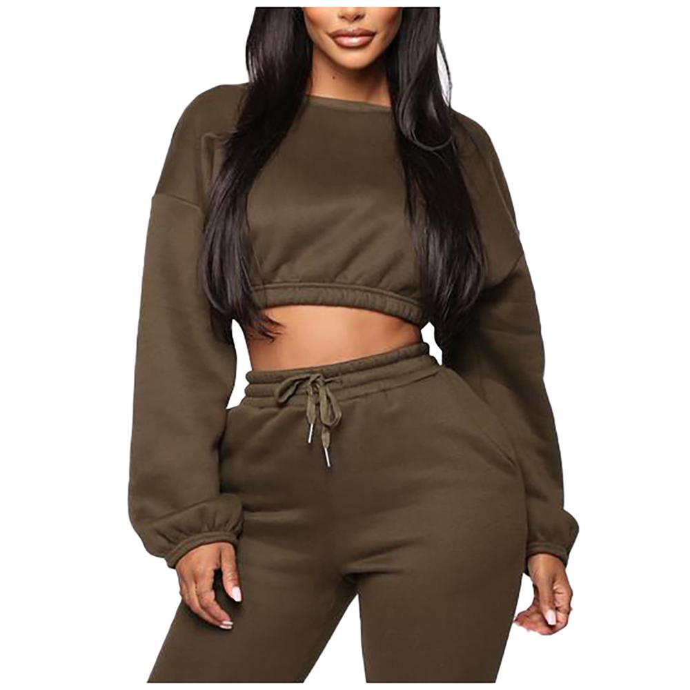 Jogging Suits For Women Casual Solid Color Sweatershirt Trousers Sweatershirt Sports Suit Survetement Femme Ensemble 2 Pieces: A / L