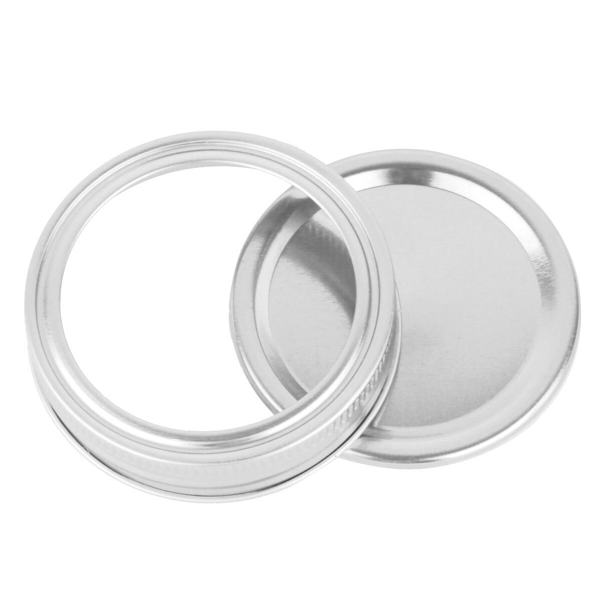 10 Regular Mouth Mason Jars Split-Type Lids Leak Proof Non Splash Sealing Caps Stainless Steel Metal Drinking Jar Canning Covers