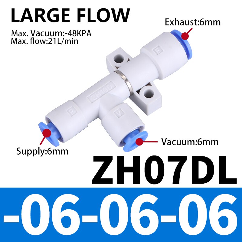 Pneumatic Vacuum Generator ZH05DS ZH05DL ZH07DS-06-06-06 ZH10DL ZH10DS-06-06 ZH13DS-08-10 ZH20D-12-16 01-01-01 Pressure Ejector: ZH07DL-06-06-06