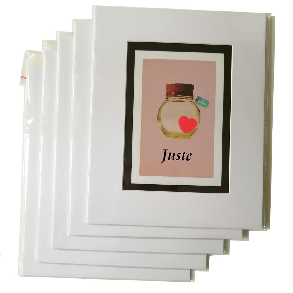 5 Sheets 8x10 Picture Frames for 5x7 Photos Mats and Backing White Picture Mats Decoration Paper Photo Frame Set