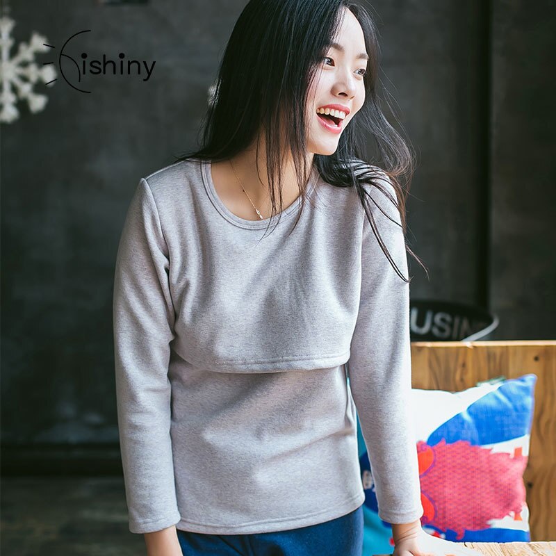 Winter und herbst warme Vlies umstandsmode damen hoodies stillen hoodies für schwangere polos de lactancia