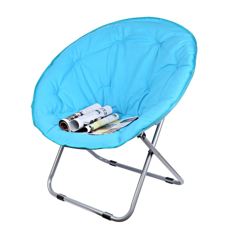 A 8%Folding Large Size Round Moon Saucer Camping Chair with Steel Frame Oxford Cloth Padded Seat Portable Moon Chair 7 Colors