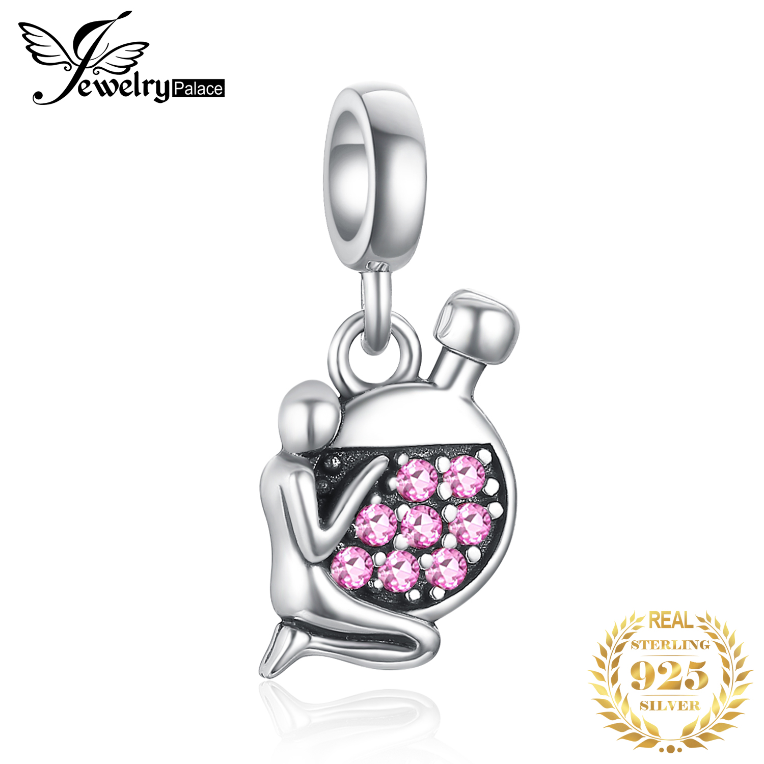 JewelryPalace 925 Sterling Silber Parfüm Liebhaber Erstellt Rosa Saphir Perlen Charme Fit Armbänder Neue Für Frauen