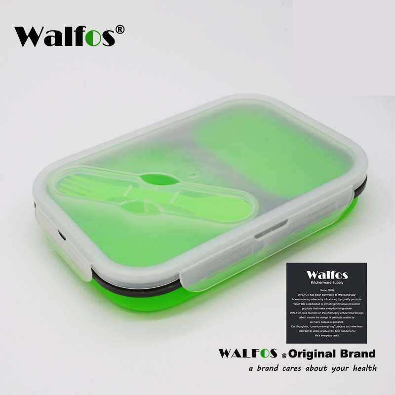 Walfos Silicone Inklapbare Draagbare Lunchbox Kom Bento Dozen Vouwen Voedsel Opslag Container Lunchbox Voor Outdoor Reizen: Green