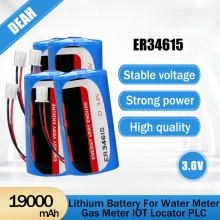 4PCS 3.6V 19000mAh EVE ER34615M ER34615 D Size Li-ion Lithium Battery With Plug For Water Meter Smoke Alarm Temperature Monitor