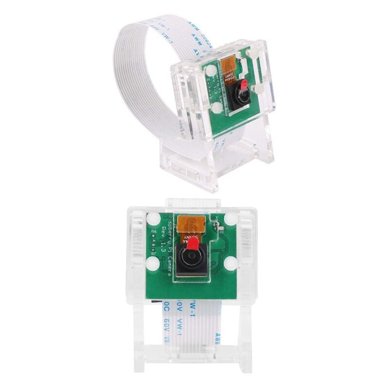 Módulo de cámara de 5MP, Webcam de vídeo 1080P + Soporte transparente para Raspberry Pi 4/3B +/ 3B/2B/Zero
