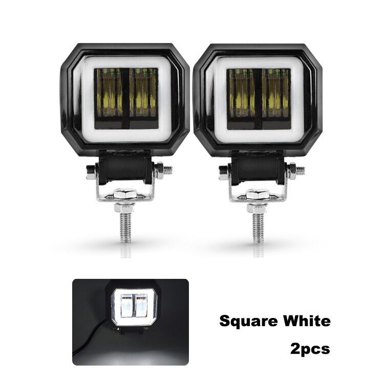 Anmingpu 2x 3 " 20w led enkeli silmät työvalopalkki maastoon 12v 24v kohdevalopalkki yövalopalkki kuorma-autoon 4 x 4 veneeseen mönkijään autoon sumuvalo: 2pc neliön valkoista