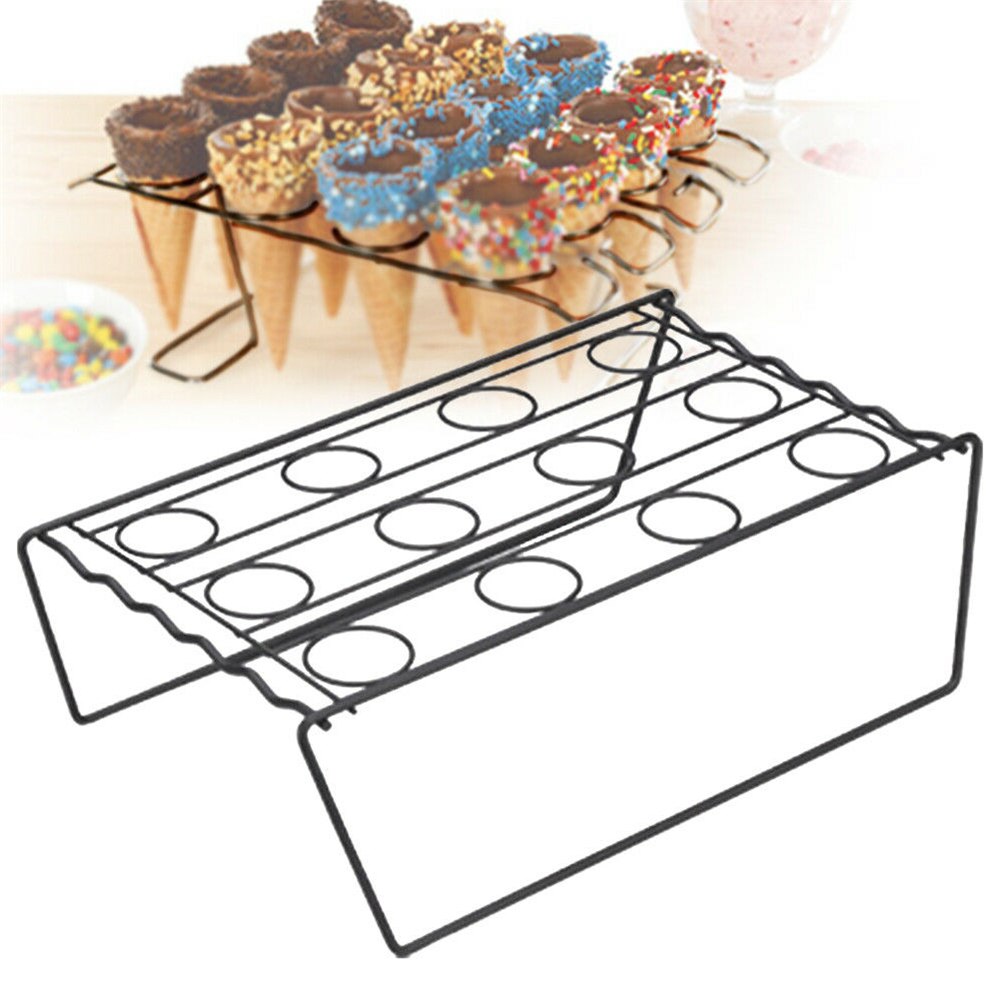 Stainless Steel Ice Cream Cone Display Rack Stand Sushi Hand Roll Holders Baking Cake Cupcake Wedding Party Buffet Display Rack