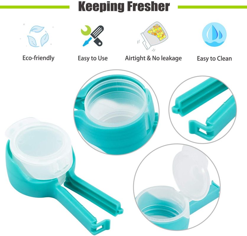 4 stuks zakklemmen voor het bewaren van voedsel, afsluitklemmen met schenktuit, keukenklem voor het afsluiten van plastic doppen, opberg- en organisatiegereedschap