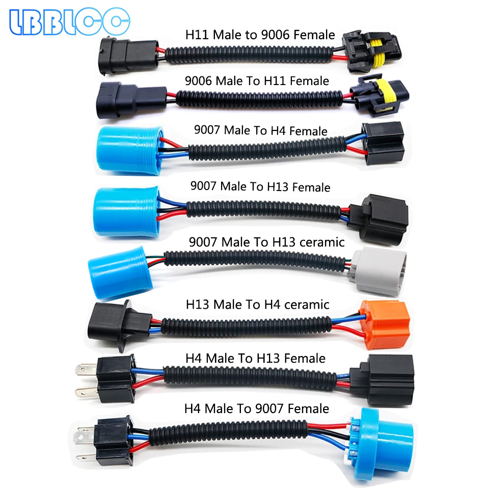 1PC H11 9005/9006 9007 H4 H13 adapter Male Female Conversion Connector Wiring Harness Headlight Fog Light Plug Cable Socket Wire