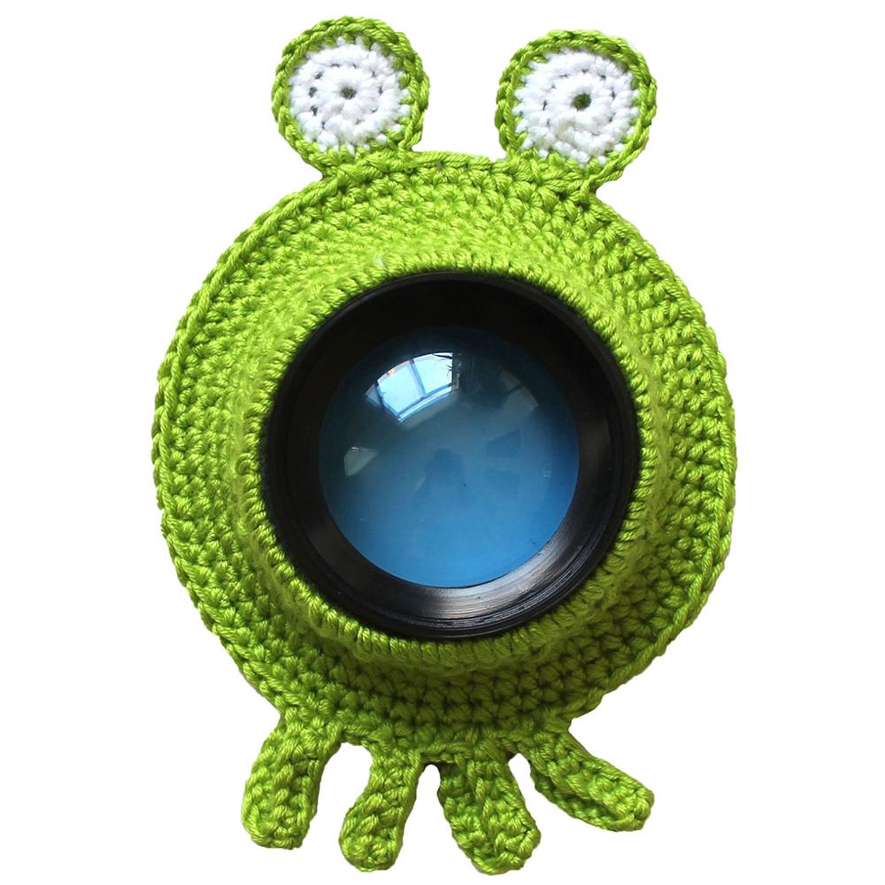 Handgemachte Gestrickte Kamera Objektiv Dekorative Ring Karton Baby Foto Stütze Entzückende führen Spielzeug Puppe