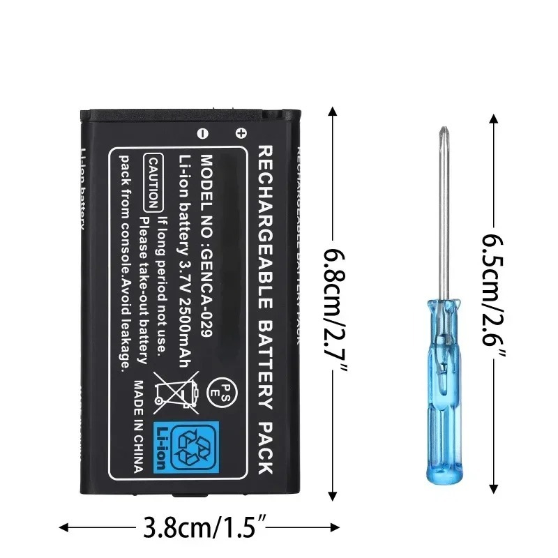 Bateria de lítio recarregável 3.7v 2500mah para bateria de substituição 3ds xl com chave de fenda para novo console de jogos 3ds xl/ll