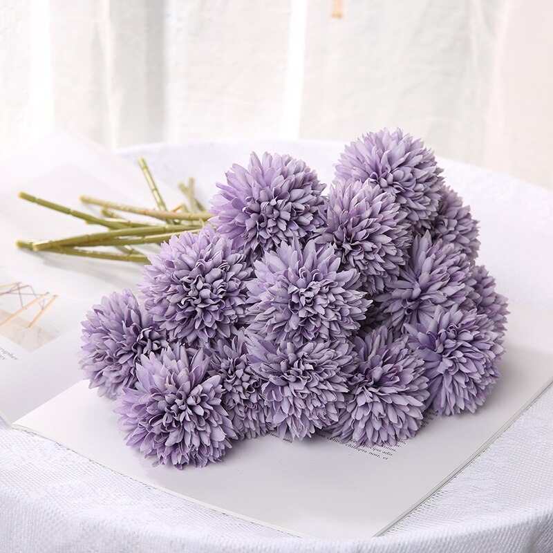 3/5Pcs Hortensien Künstliche Blumen Bouquet Für Home Schlafzimmer Dekor Hochzeit Dekoration Handwerk Vasen Blume Anordnung Zubehör: M / Lila