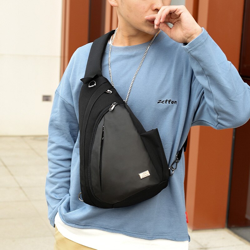 Men's Chest Bag Unisex Nylon Solid Color Zip Soft Crossbody Versatile Reflective Travel Purses And Handbags Bolsa Feminina