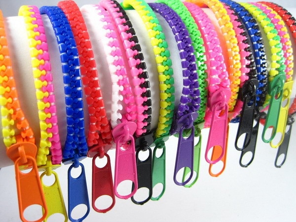 50 Stks/partij Mix Kleuren Unisex Acryl Rock Punk Rits Armbanden Hip Zip Rits Armbanden Sieraden