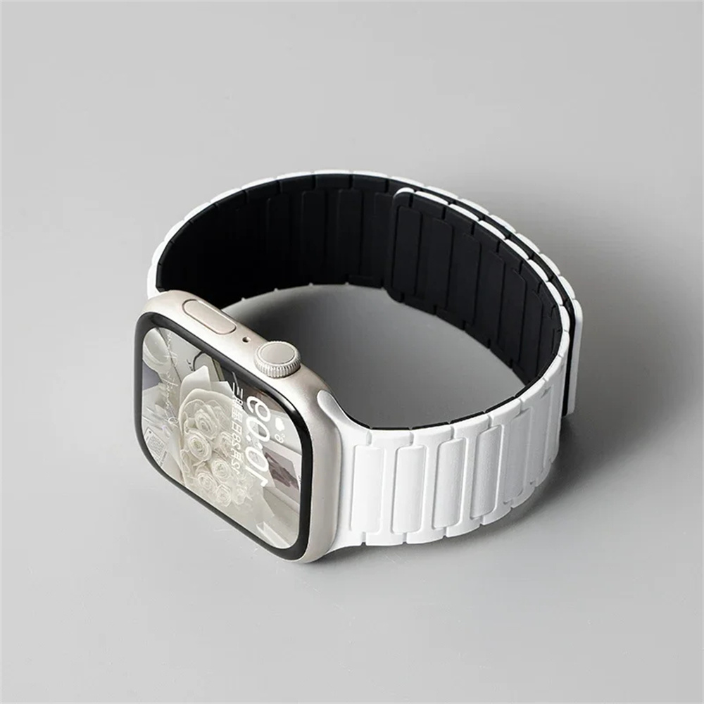 Soft Magnetic Silicone Strap for Apple Watch Ultra 2 49mm 46mm 42mm 45mm 41mm 44mm 40mm Band for IWatch Series 10 9 8 7 6 SE 5 4: Silver Yellow / 14mm