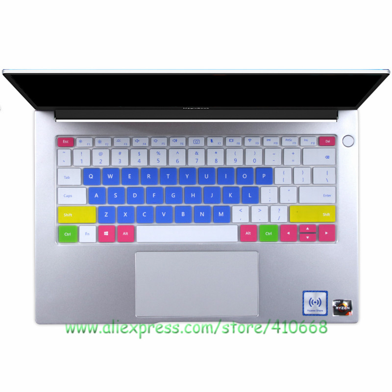 Til huawei matebook  d 14 r5 3500u linux bærbar silikone støvtæt tastatur cover skin protector mate book  d14: Farve 1