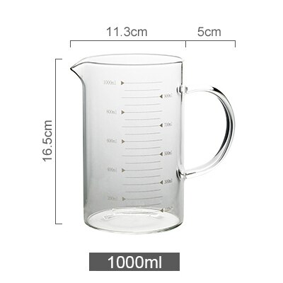 Glazen maatbeker met schaalverdeling hoge temperatuur magnetron thuis keuken bakgereedschap transparante maatbeker jinxi: 1000ml