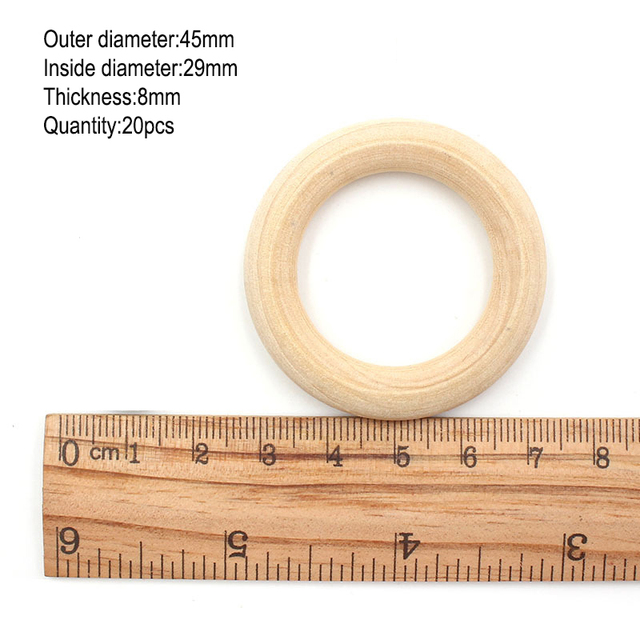 15-100mm Unfinished Wooden Rings for Crafts Natural Wood Rings DIY Wood Hoops Ornaments Connectors Jewelry Making Ring Pendant: 45mm 20pcs