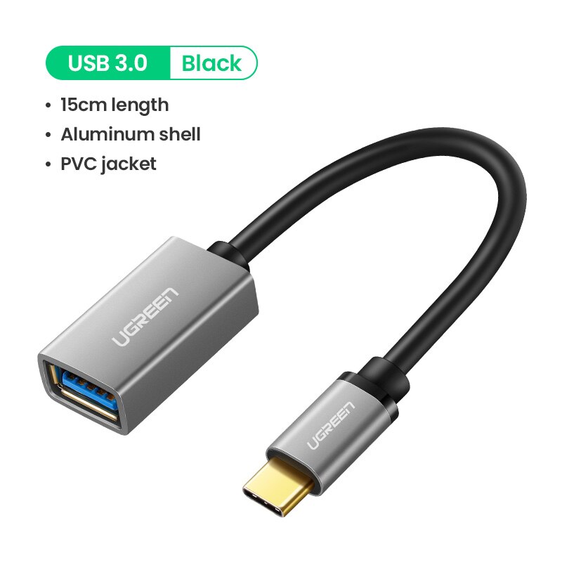 Ugreen Usb C Naar Usb Adapter Otg Kabel Usb Type C Male Naar Usb 2.0 3.0 Vrouwelijke Kabel Adapter Voor macbook Pro Samsung Type-C Adapter: USB 3.0 Metal Grey