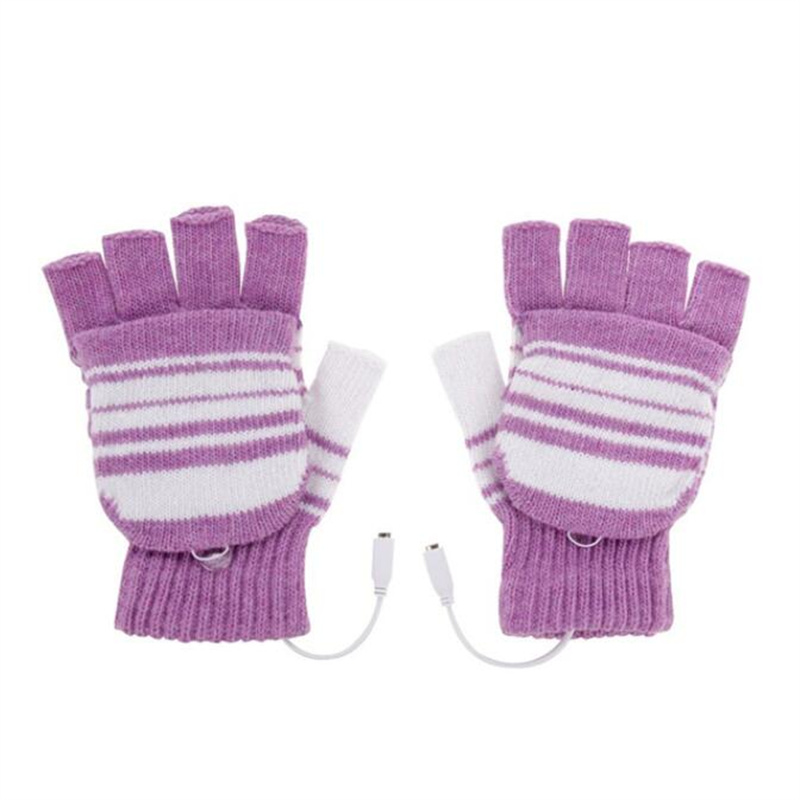 Usb Verwarmde Handschoenen Winter Thermische Handwarmer Elektrische Verwarming Handschoen Huishoudelijke Levert Indoor Kantoor Bike Fietsen Handschoen 5V: Stripe Pink
