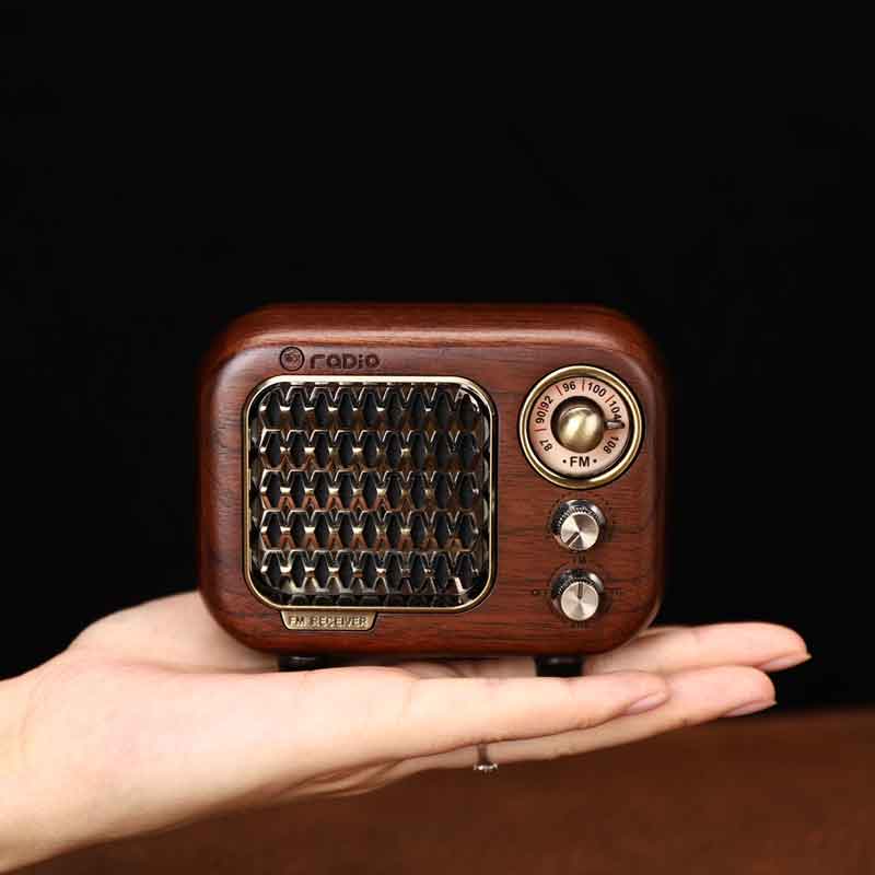 Retro Vintage Radio Bluetooth5.0 Speaker Walnut Wooden FM Radio with Old Fashioned Classic Style TF Card MP3 Player Loud Volume