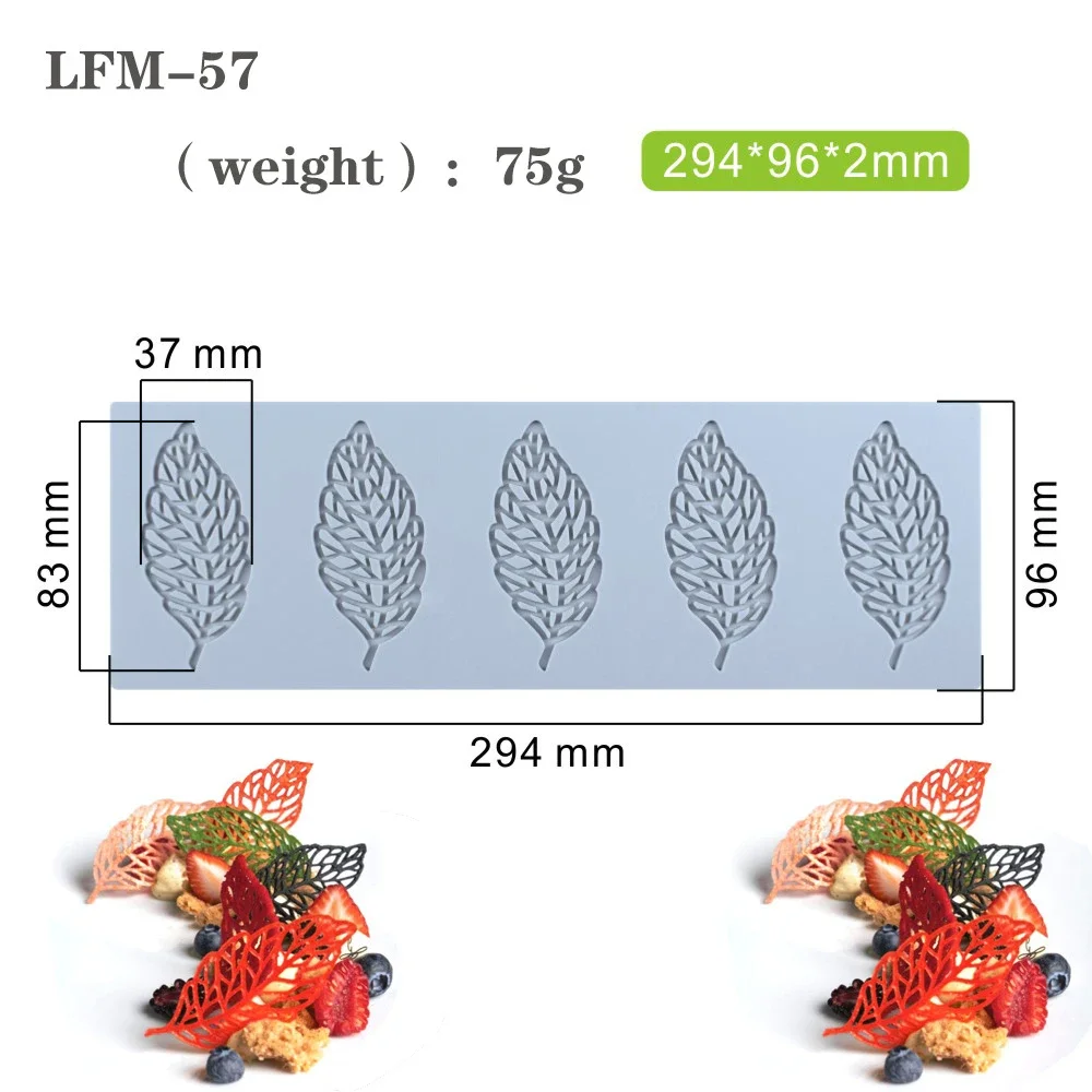 Leaf Shape Cake Border Fondant Lace Mat Coral Maple Butterfly Chocolate Silicone Mold Printing Mat Baking Mold DIY Cake Stencil: LFM-57