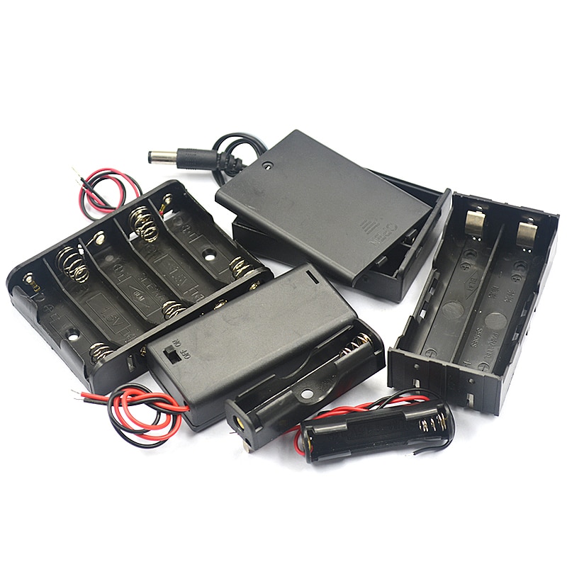 Aa batteri förvaringsbox aa batteripaket fodral självbatterihållare cellbox aa batterihållare med strömbrytare och lock 1-8x 4 st