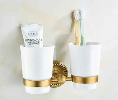 Brass Bathroom Accessories Antique Bath Towel Set Towel Ring Carved Toilet Paper Holder Towel Bar Bathroom Hardware Set: green