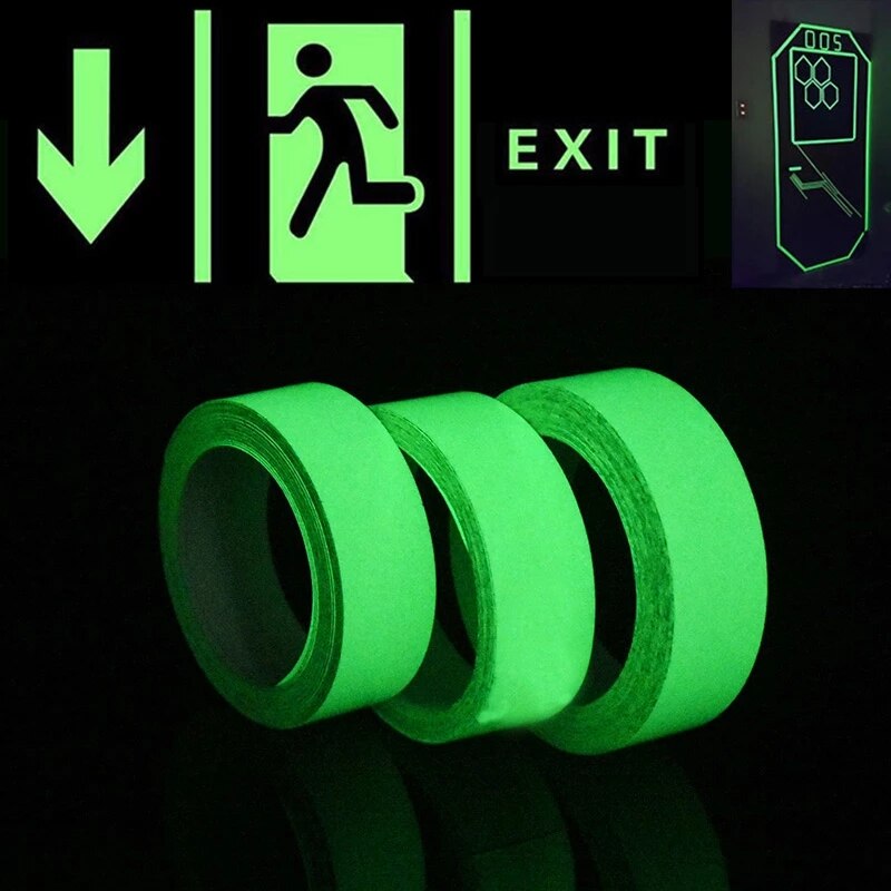 Cinta autoadhesiva luminosa de 1,5 cm x 1m cinta de visión nocturna que brilla en la oscuridad, advertencia de seguridad, cintas decorativas para el hogar