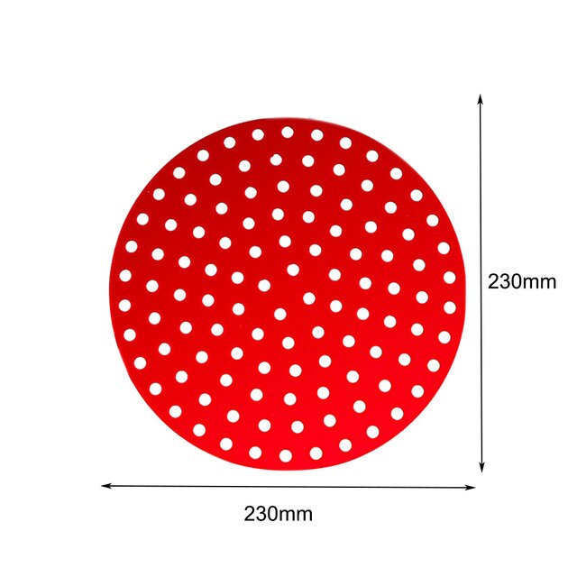 Air Fryer Pads Silicone Steamer Liners Paper Mold Air Fryer Parts Crisper Plate Airfryer Reused To Prevent Food Sticking Tool: 9 in Red round