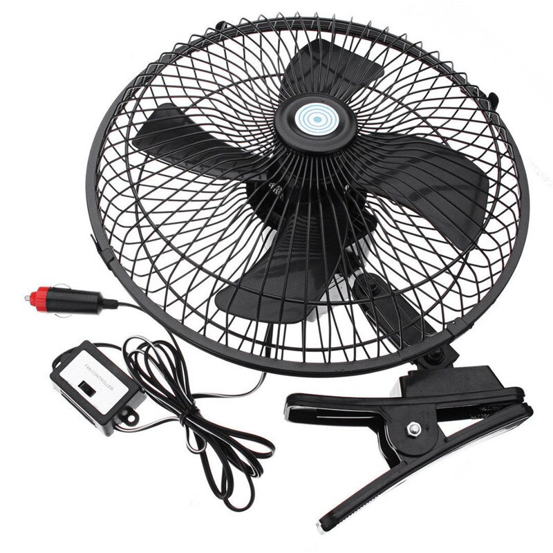 12V/24V Dashboard Oscillating Vehicle Car Van Truck Home Clip-On Fan 2 Speed Airflow Car Fans Clip on Oscillating Fan