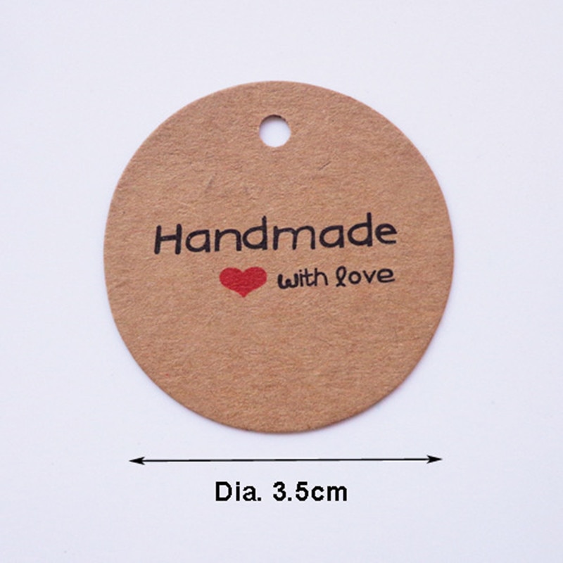100 Pcs Thank You Handmade Thanks To Red Hearts Kraft Paper Tag Tag Card Tag
