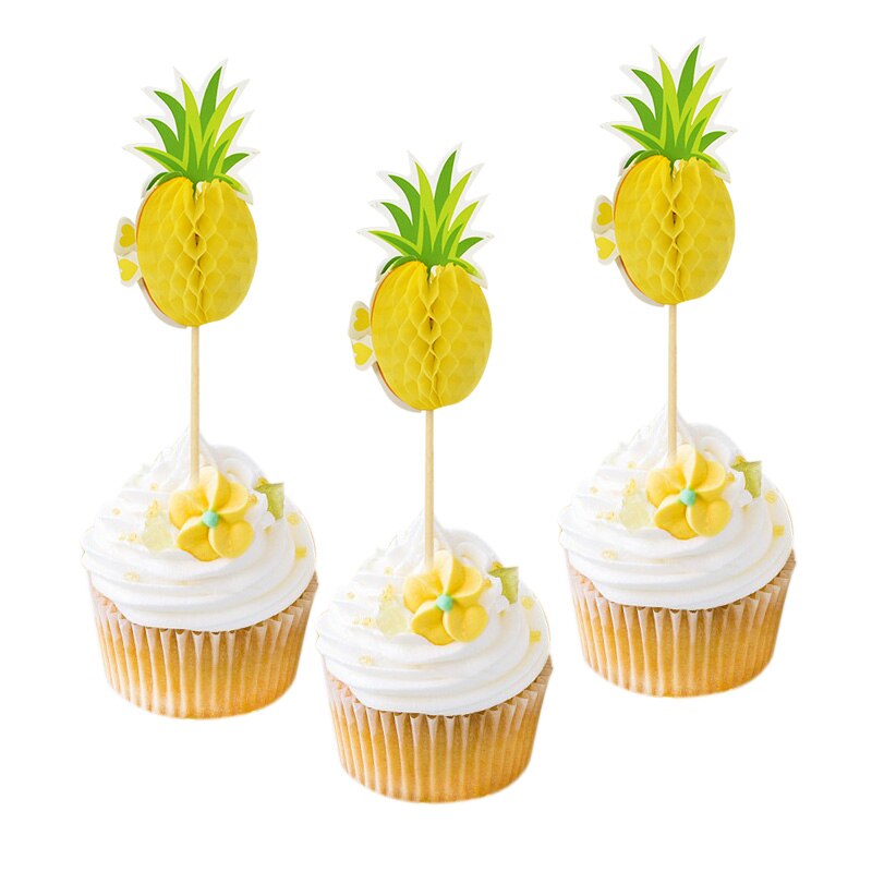 20Pcs Hawaii 3D Flamingo Pineapple Cake Topper Baby Shower Hawaiian Beach Party Wedding Birthday Party Cake Decoration