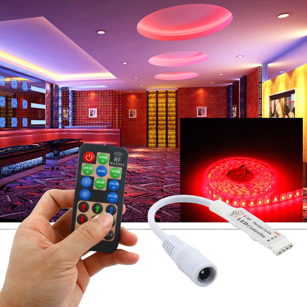 Led RGB Remote Controller DC12-24V 17key RF Wireless Controller With 4pin Female DC For 5050 12A RGB Led Strip Tape Lighting