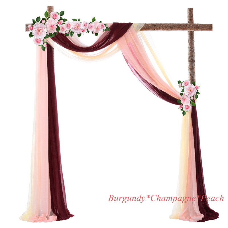 Bruiloft Boog Drape 29 "Breed 6.0 Yards Chiffon Stof Draperen Gordijn Draperie Ceremonie Receptie Swag: B Set