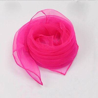 Sparsil Vrouwen Zomer Lente Transparante Vierkante Sjaal Effen Kleur Hoofd Dragen Dunne Chiffon Sjaals Mode Organza Wraps70cm * 70Cm: Rose Red